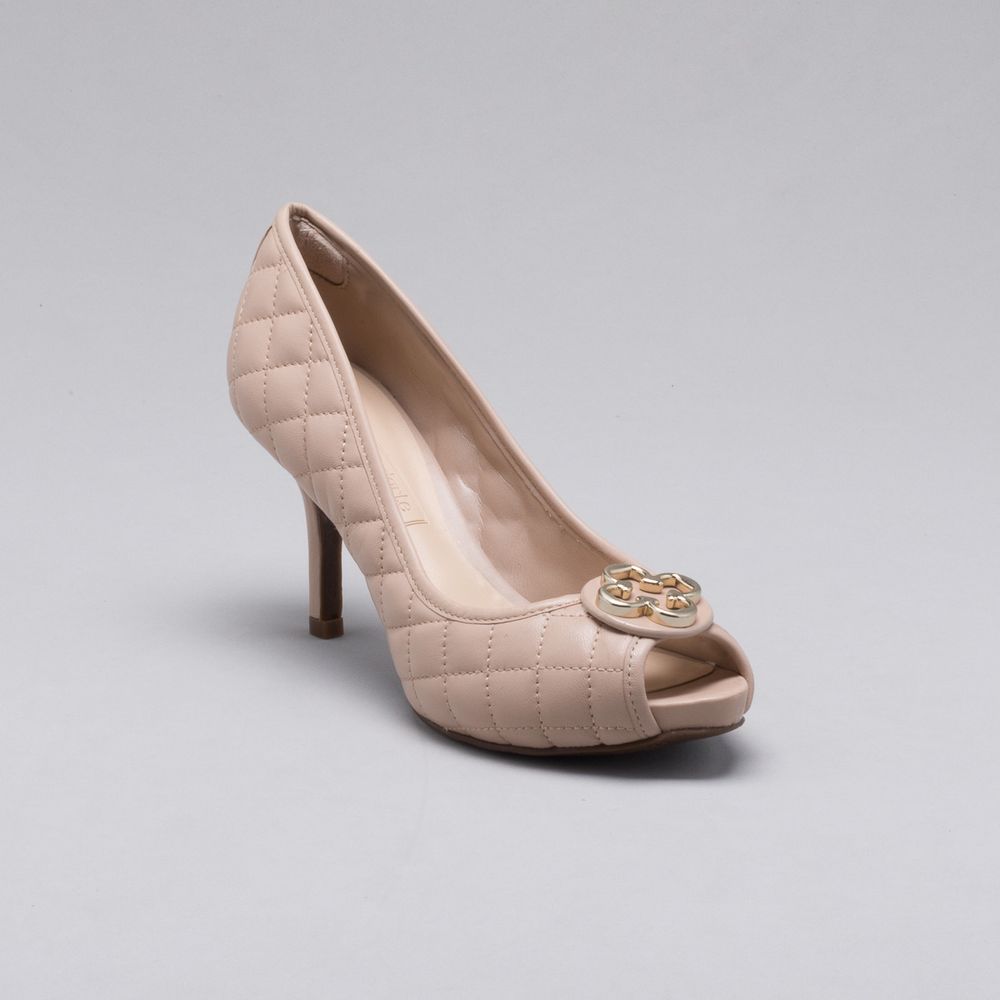 Peep Toe Catherine Couro Seda Seda - Capodarte