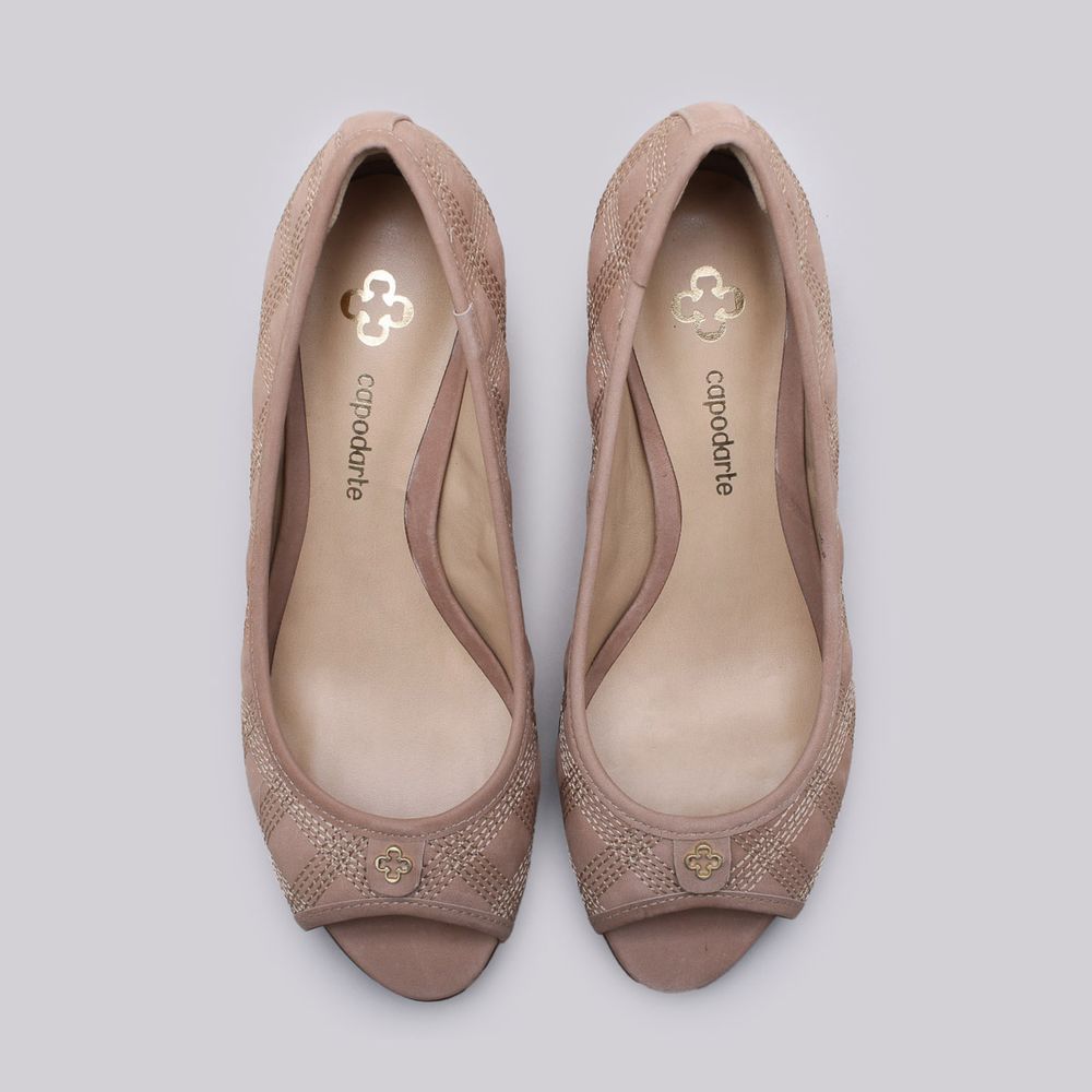Peep Toe Couro Matelassê Mauve Mauve - Capodarte