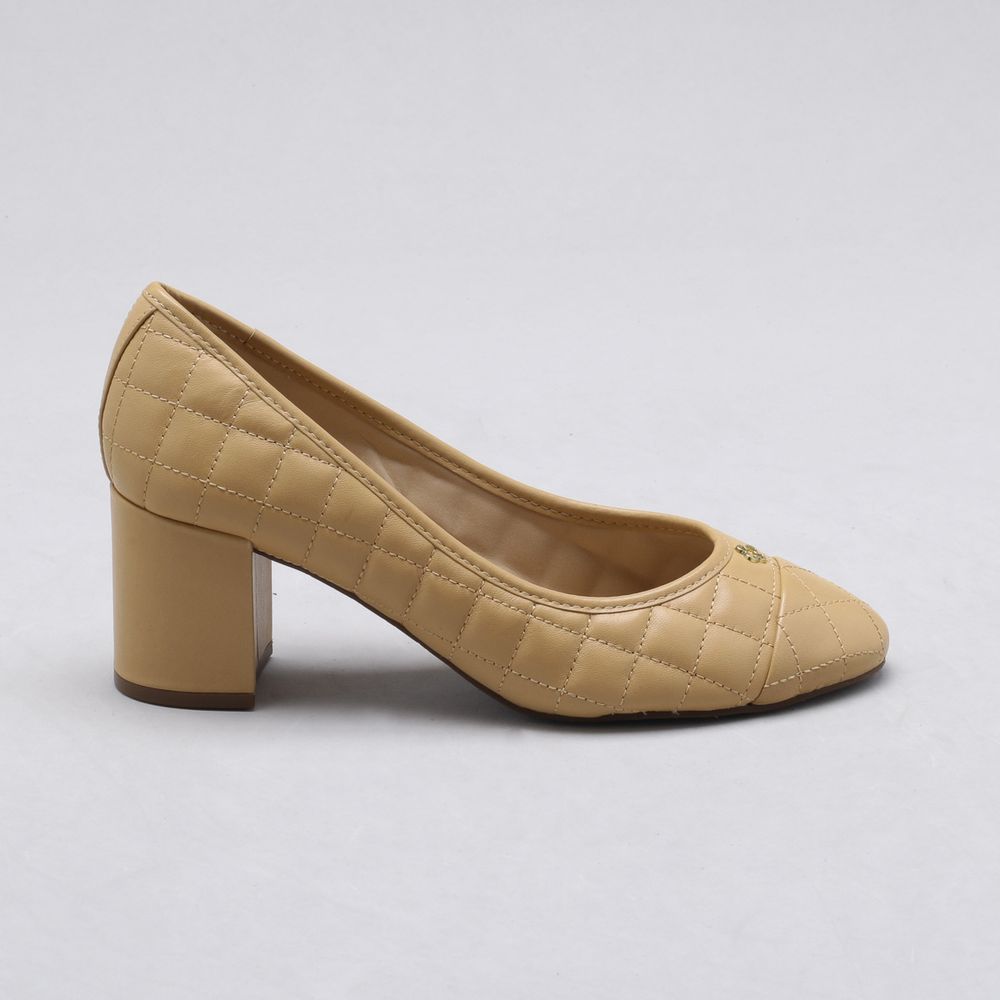 Scarpin Couro Matelassê Bege Vintage Bege Vintage - Capodarte