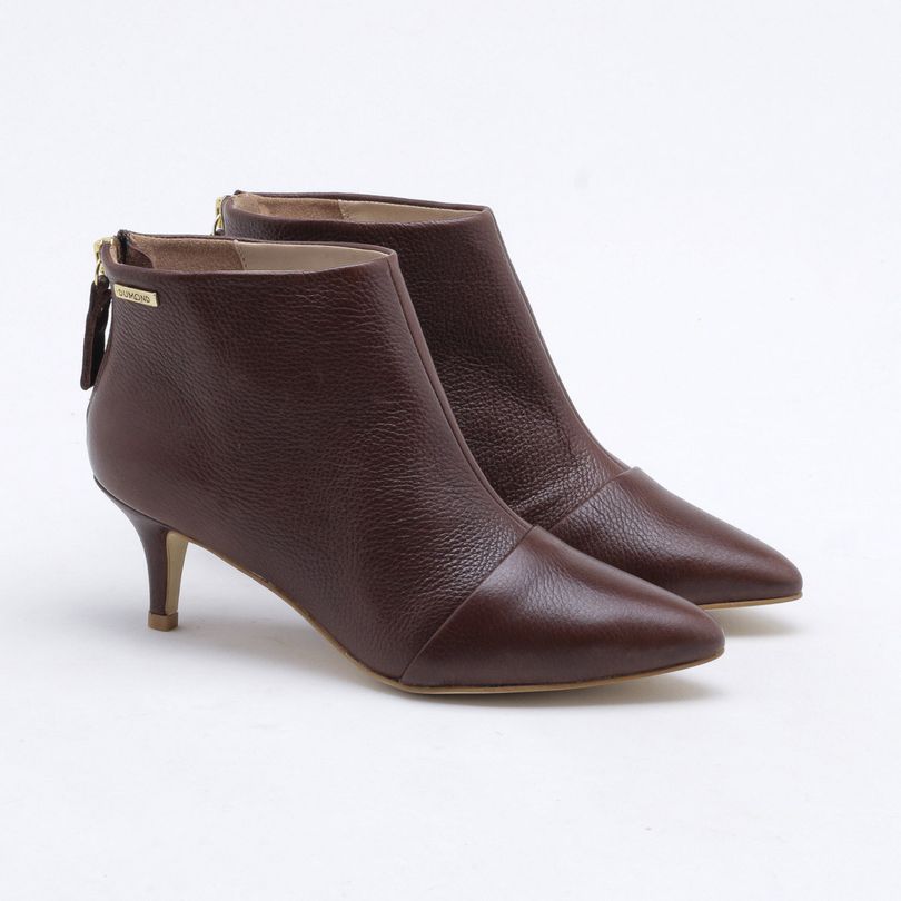 Ankle Boot Couro Marrom Tabacco