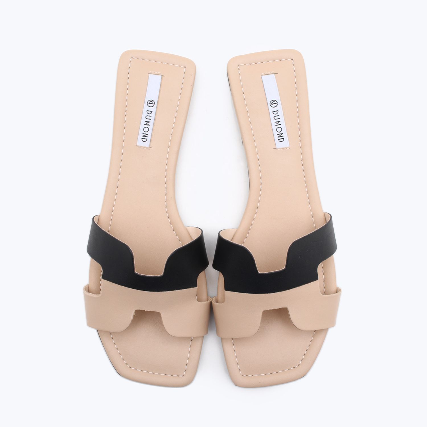 Chinelo Bico Quadrado Trigo Trigo e Preto - Dumond