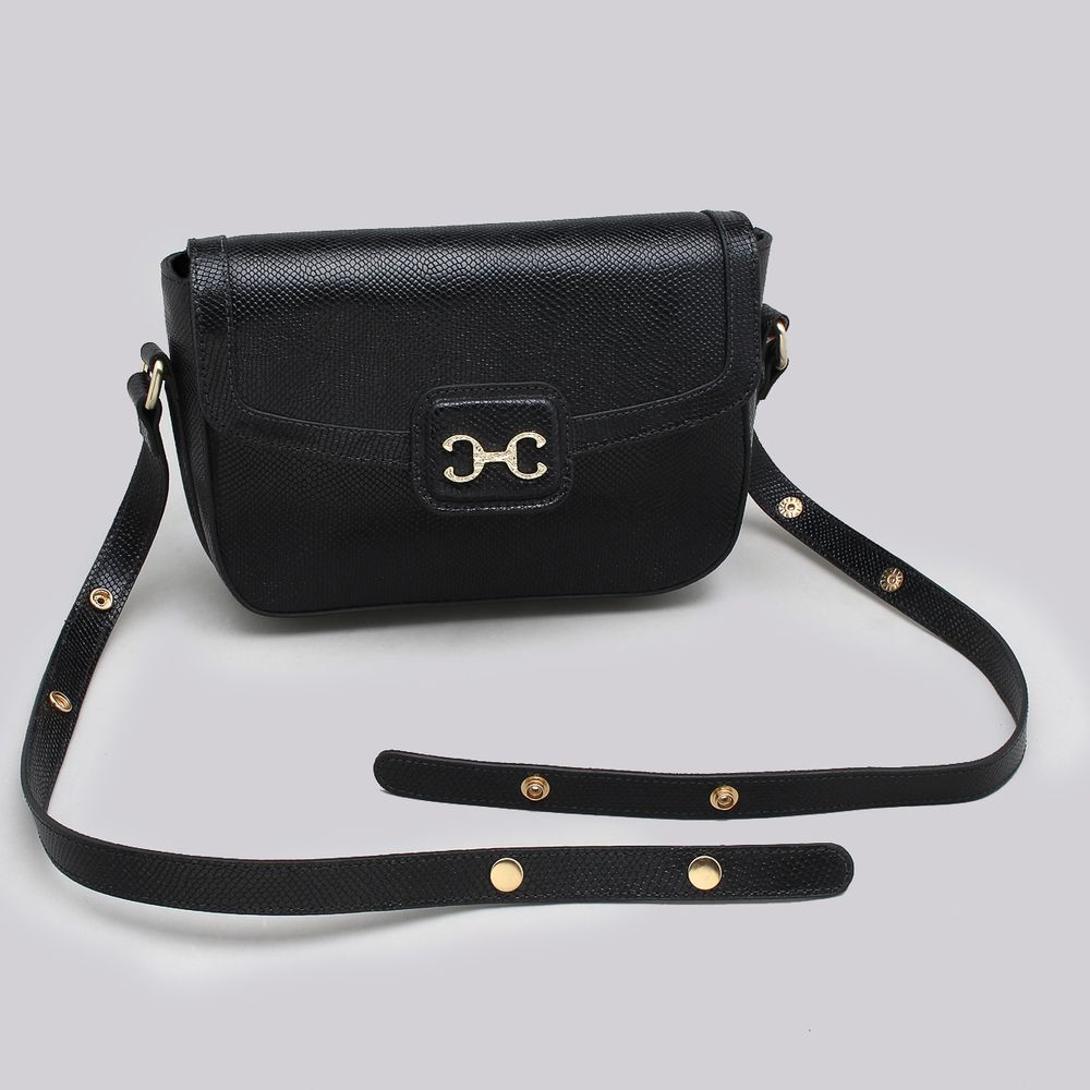 black patent leather shoulder bolsa