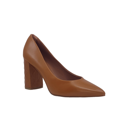 Scarpin Rosa Antigo Couro Salto Grosso Capodarte